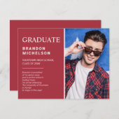 Afstuderen Foto Rood Aankondiging Partij Uitnodigi (Voorkant / Achterkant)