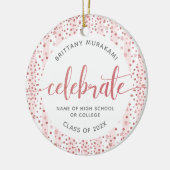 Afstuderen Foto Roos Gouden Glitter Script Keepsak Keramisch Ornament (Links)