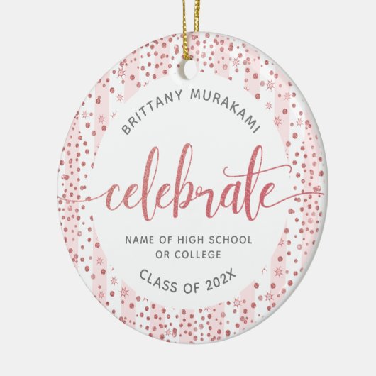 Afstuderen Foto Roos Gouden Glitter Script Keepsak Keramisch Ornament (Links)