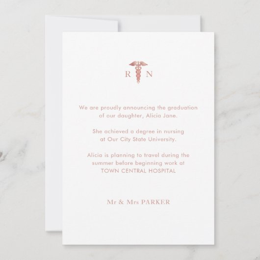 Afstuderen foto roos goudglitter (Achterkant)