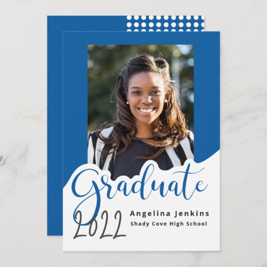 Afstuderen Foto Royal Blue 2022 Aankondiging (Voorkant / Achterkant)