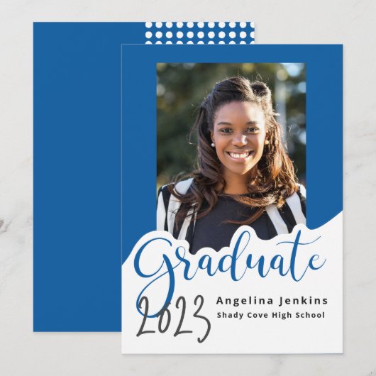 Afstuderen Foto Royal Blue 2022 Aankondiging (Voorkant / Achterkant)