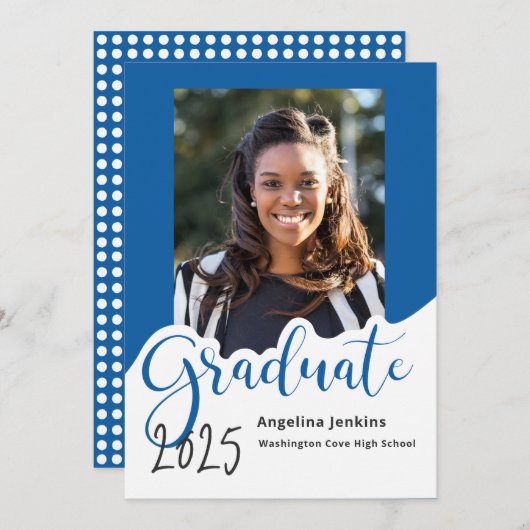 Afstuderen foto Royal Blue 2025 Aankondiging (Voorkant / Achterkant)