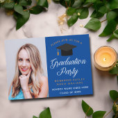 Afstuderen Foto Royal Blue Gold Graduation Party Kaart