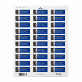 Afstuderen Foto Royal Blue & Gold Retouradres Etiket (Full Sheet)
