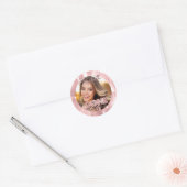 Afstuderen Foto Roze Sparkles Klasse Jaar GEDAAN Ronde Sticker (Envelop)