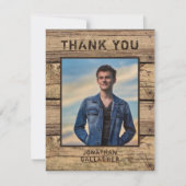 Afstuderen Foto Rustic Country Wood Dank je Bedankkaart (Voorkant)