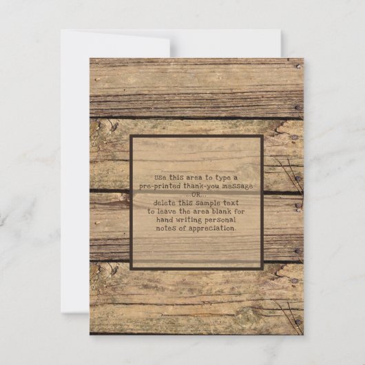 Afstuderen Foto Rustic Country Wood Dank je Bedankkaart (Achterkant)