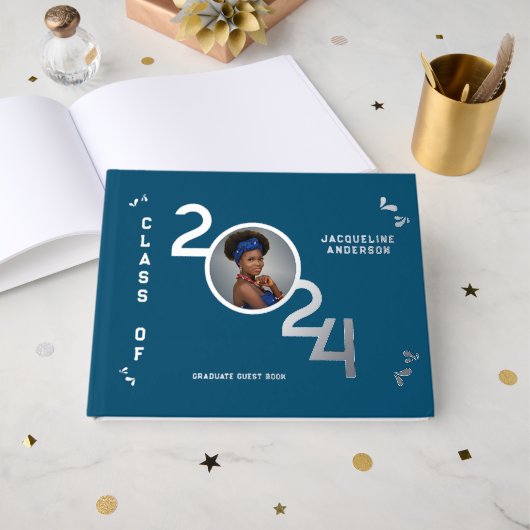 Afstuderen foto Senior Class Year Silver Gastenboek (Voorkant open)