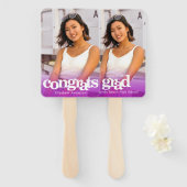 Afstuderen foto simpele moderne paarse keepslag handwaaier (Voorkant en achterkant)