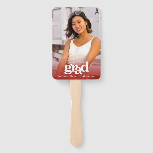 Afstuderen foto simpele moderne trendy red keepomw handwaaier (Achterkant)