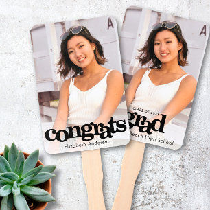 Afstuderen foto simpele moderne typografie keepsla handwaaier