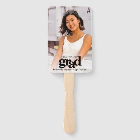 Afstuderen foto simpele moderne typografie keepsla handwaaier (Achterkant)