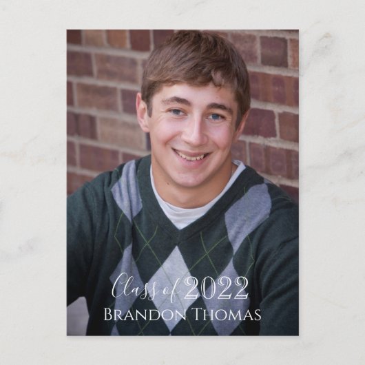 Afstuderen Foto Simple Black en White Invitation Briefkaart (Voorkant)