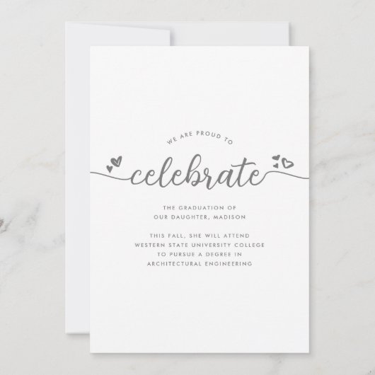 Afstuderen Foto Simple Modern Calligraphy Heatten Aankondiging (Achterkant)