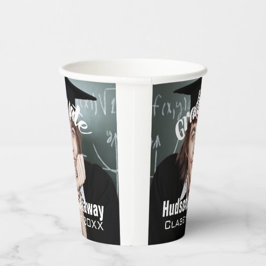 Afstuderen Foto Simple Moderne Open House Party Pa Papieren Bekers (Rechts)