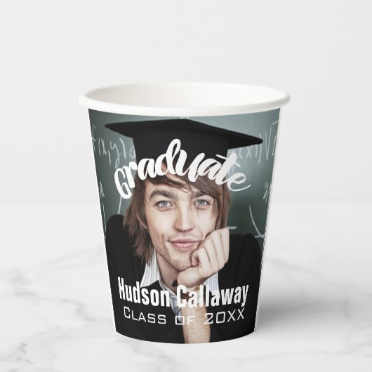 Afstuderen Foto Simple Moderne Open House Party Pa Papieren Bekers (Voorkant)