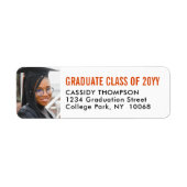 Afstuderen Foto Sinaasappel Zwart-wit Retouradres Etiket (Voorkant)