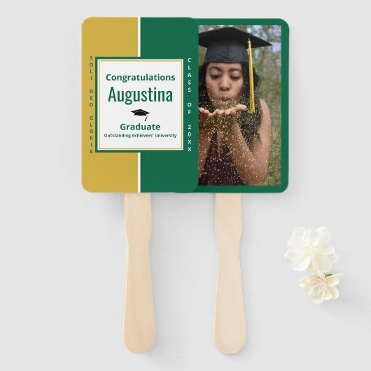 Afstuderen Foto SOLI DEO GLORIA Afstuderen Handwaaier (Voorkant en achterkant)