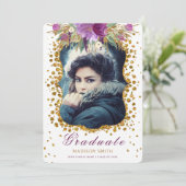 Afstuderen foto Sparkle Flowers Glitter Confetti Kaart (Staand voorkant)
