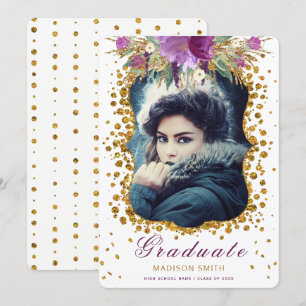 Afstuderen foto Sparkle Flowers Glitter Confetti Kaart