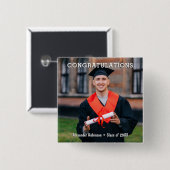 Afstuderen foto stijlvolle aandenken vierkante button 5,1 cm (Voorkant /achterkant)