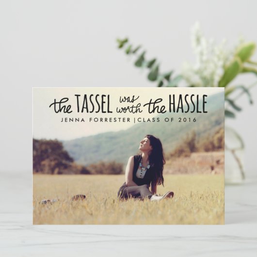 Afstuderen foto Tassel was het Hassle-script waard Kaart (Staand voorkant)