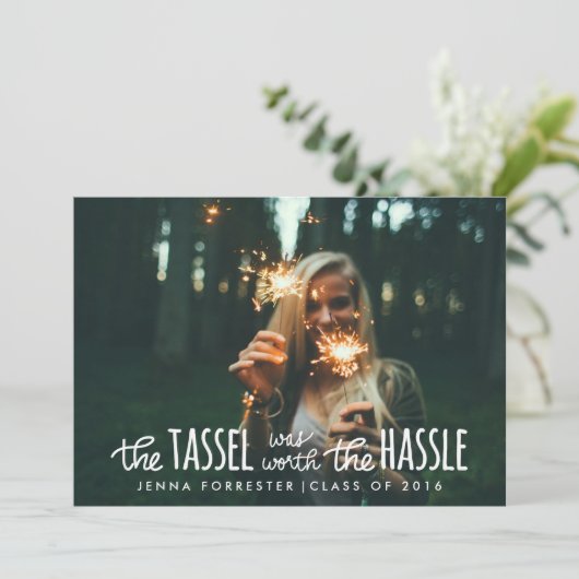 Afstuderen foto Tassel was het Hassle-script waard Kaart (Staand voorkant)