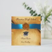 AFSTUDEREN FOTO-TEMPLATE PARCHMENT Blue Wax Seal Kaart (Staand voorkant)