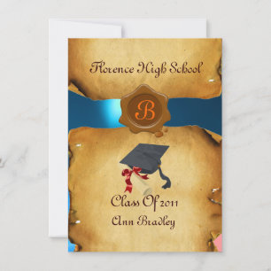 AFSTUDEREN FOTO-TEMPLATE PARCHMENT Blue Wax Seal Kaart