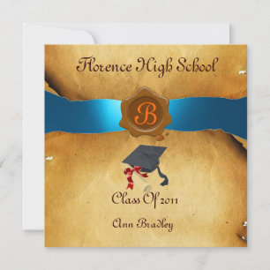 AFSTUDEREN FOTO-TEMPLATE PARCHMENT Blue Wax Seal Kaart