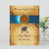 AFSTUDEREN FOTO-TEMPLATE PARCHMENT Blue Wax Seal Kaart (Staand voorkant)