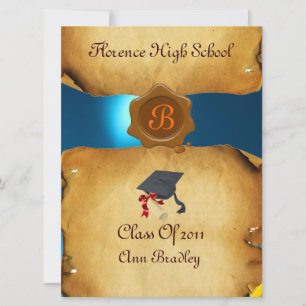AFSTUDEREN FOTO-TEMPLATE PARCHMENT Blue Wax Seal Kaart