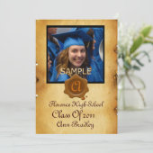 AFSTUDEREN FOTO TEMPLATE PARCHMENT Brown Wax Seal Kaart (Staand voorkant)