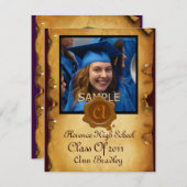 AFSTUDEREN FOTO TEMPLATE PARCHMENT Brown Wax Seal Kaart (Voorkant / Achterkant)