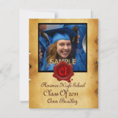AFSTUDEREN FOTO TEMPLATE PARCHMENT Red Wax Seal Kaart (Voorkant)