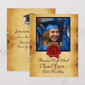 AFSTUDEREN FOTO TEMPLATE PARCHMENT Red Wax Seal Kaart (Voorkant / Achterkant)