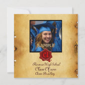 AFSTUDEREN FOTO TEMPLATE PARCHMENT Red Wax Seal Kaart (Voorkant)