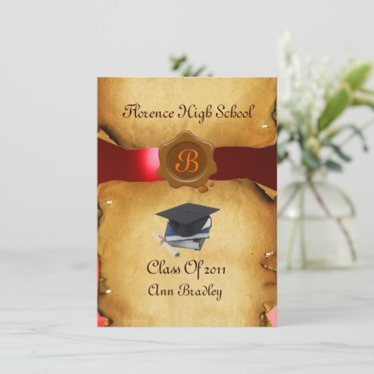 AFSTUDEREN FOTO TEMPLATE PARCHMENT Red Wax Seal Kaart (Staand voorkant)