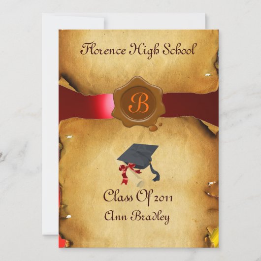 AFSTUDEREN FOTO TEMPLATE PARCHMENT Red Wax Seal Kaart (Voorkant)