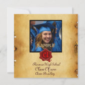 AFSTUDEREN FOTO TEMPLATE PARCHMENT Red Wax Seal Kaart (Voorkant)