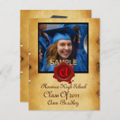 AFSTUDEREN FOTO TEMPLATE PARCHMENT Red Wax Seal Kaart (Voorkant / Achterkant)