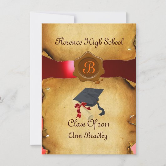 AFSTUDEREN FOTO TEMPLATE PARCHMENT Red Wax Seal Kaart (Voorkant)
