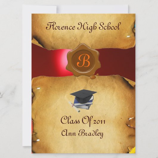 AFSTUDEREN FOTO TEMPLATE PARCHMENT Red Wax Seal Kaart (Voorkant)