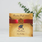 AFSTUDEREN FOTO TEMPLATE PARCHMENT Red Wax Seal Kaart (Staand voorkant)