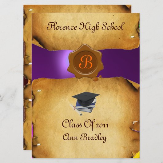 AFSTUDEREN FOTO TEMPLATE PARCHMENT Wax Seal Kaart (Voorkant / Achterkant)