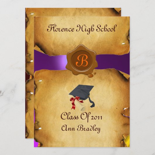 AFSTUDEREN FOTO TEMPLATE PARCHMENT Wax Seal Kaart (Voorkant / Achterkant)