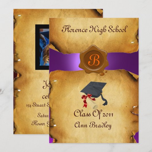 AFSTUDEREN FOTO TEMPLATE PARCHMENT Wax Seal Kaart (Voorkant / Achterkant)