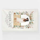 Afstuderen foto terracotta botanische moderne spandoek (Horizontaal)