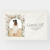 Afstuderen foto terracotta botanische moderne spandoek (Horizontaal)